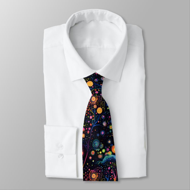 Whimsical Bright Colorful Trees Neck Tie (Tied)