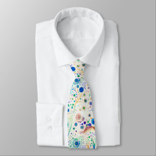 Whimsical Bright Colorful Trees White Neck Tie