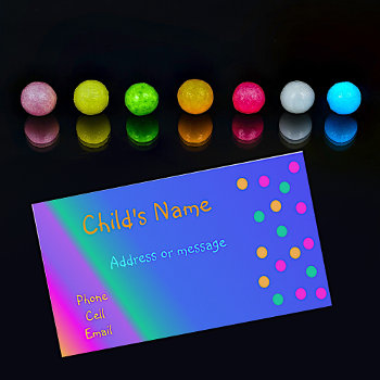Whimsical Bright Colors Children's Calling Card by DizzyDebbie at Zazzle