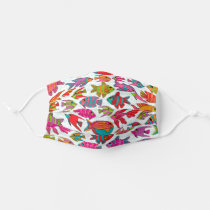 Whimsical Bright Tropical Fish on White Pattern Adult Cloth Face Mask