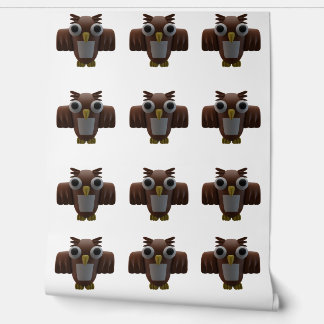 Whimsical Brown Cartoon Owls Seamless Pattern  Wallpaper