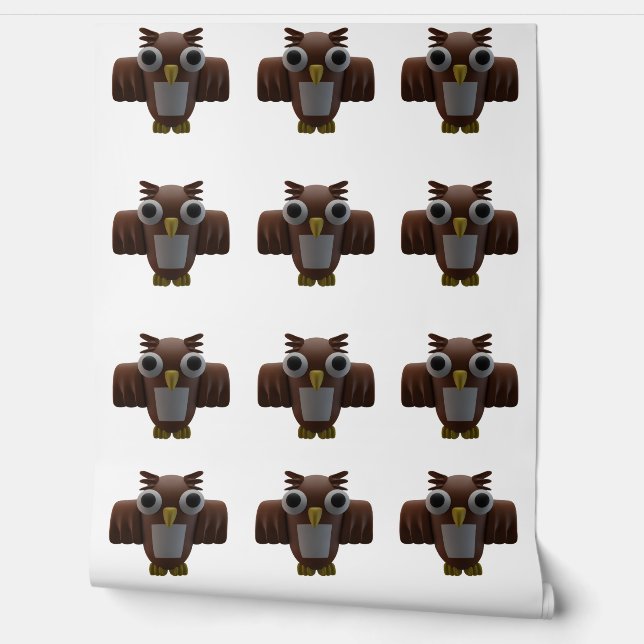 Whimsical Brown Cartoon Owls Seamless Pattern  Wallpaper (Unrolling)