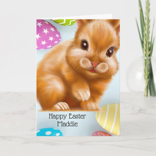 Whimsical Brown Easter Bunny Card