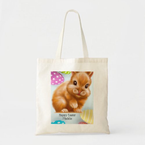 Whimsical Brown Easter Bunny Card Tote Bag