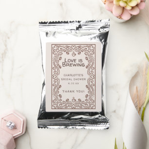 Whimsical Brown Love Is Brewing Bridal Shower Coffee Drink Mix