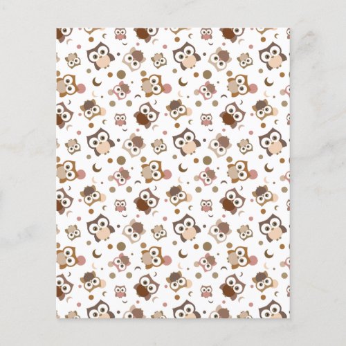Whimsical Brown Owl Design Scrapbooking Paper
