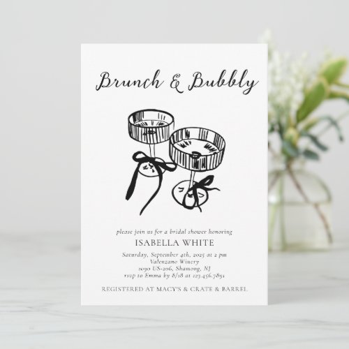 Whimsical Brunch  Bubbly Bridal Shower  Invitation