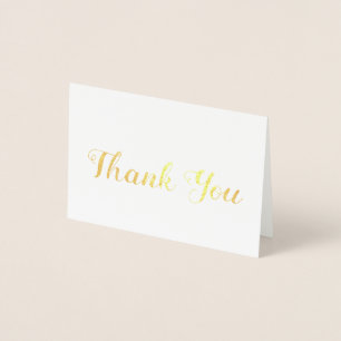 Whimsical Brush Style Gold Script Thank You Foil Card