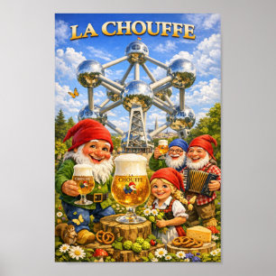 Whimsical Brussels Chouffe Beer Celebration Poster