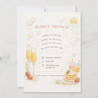 Whimsical Bubbly Brunch Invitation