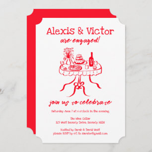 Whimsical Buffet DInner Custom Engagement Party Invitation
