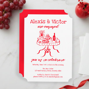 Whimsical Buffet DInner Custom Engagement Party Invitation