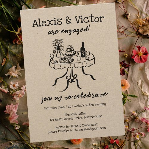 Whimsical Buffet Dinner Custom Engagement Party Invitation