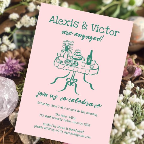 Whimsical Buffet DInner Custom Engagement Party Invitation