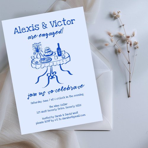 Whimsical Buffet DInner Custom Engagement Party Invitation