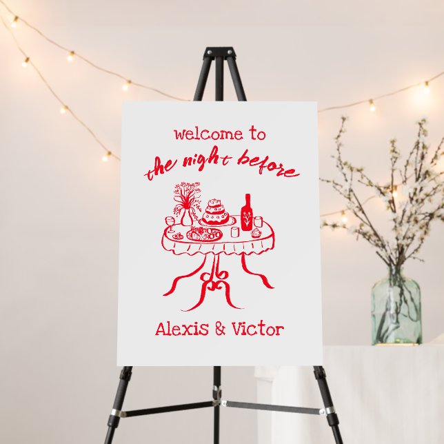Whimsical Buffet Table Custom Rehearsal Dinner Foam Board (In Situ (Stand))