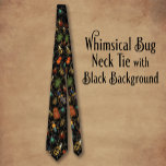 Whimsical Bug Neck Tie with Black Background<br><div class="desc">Whimsical bug tie for the guy with a sense of fun! Black background with a variety of different bug illustrations.</div>