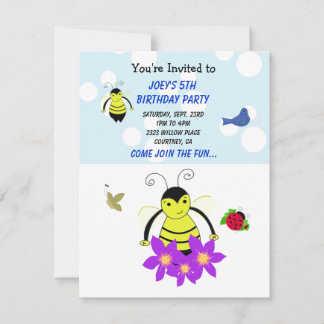 Whimsical Bumble Bee Birthday Party Invitation