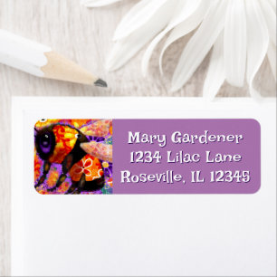 Whimsical Bumble Bee Floral Orange Red Yellow Label