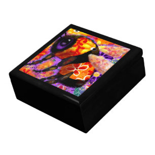 Whimsical Bumble Bee Floral Red Yellow Purple Gift Box
