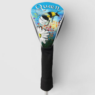 Whimsical Bumble Bee in Daisies Personalized Golf Head Cover