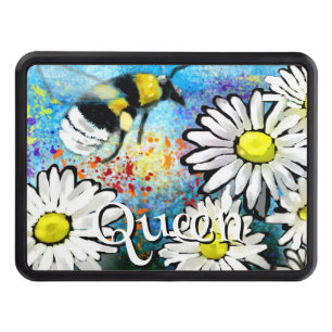 Whimsical Bumble Bee in Daisies Personalized Hitch Cover