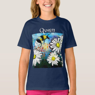 Whimsical Bumble Bee in Daisies Personalized T-Shirt