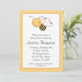 Whimsical Bumble Bee Polka Dots Baby Shower Invitation (Standing Front)