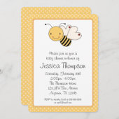 Whimsical Bumble Bee Polka Dots Baby Shower Invitation (Front/Back)