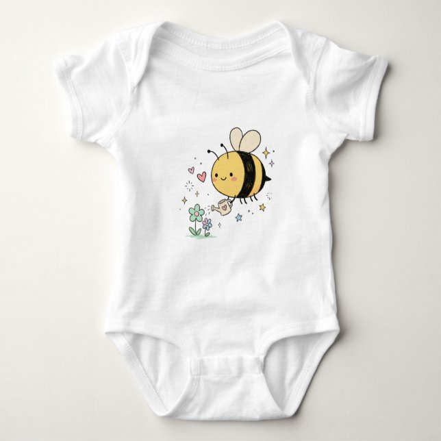  Whimsical Bumblebee baby Plant Moms Baby Bodysuit (Front)