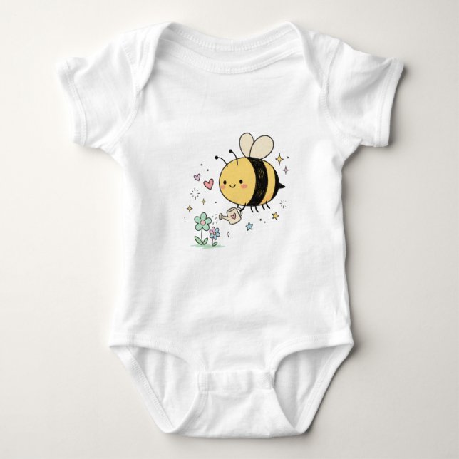  Whimsical Bumblebee baby Plant Moms Bodysuit (Front)