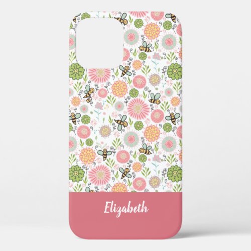 Whimsical Bumblebee Floral iPhone 12 Case