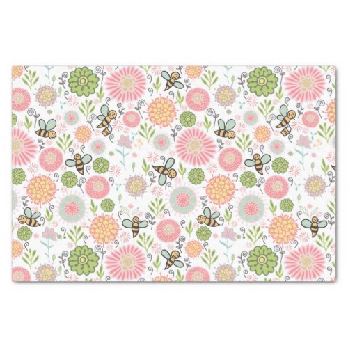 Whimsical Bumblebee Floral Tissue Paper