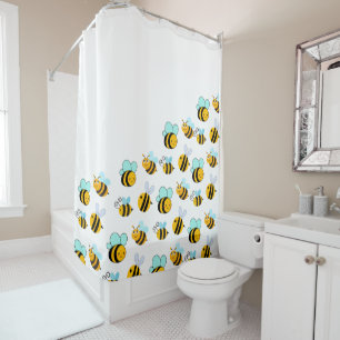Whimsical Bumblebees Shower Curtain