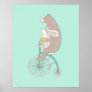 Whimsical Bunny and Bear Riding a Bike Poster