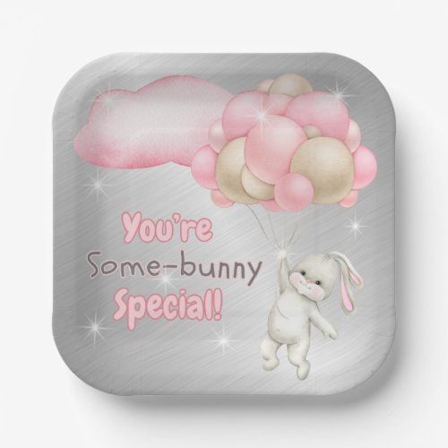 Whimsical Bunny Balloon Paper Plates