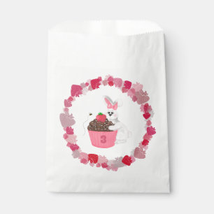 Whimsical Bunny, Bee & Strawberry Cupcake Birthday Favor Bag