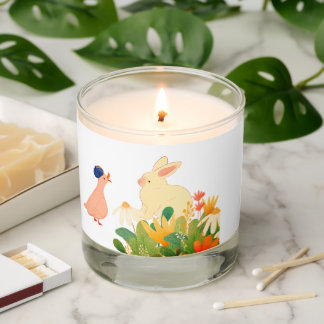 Whimsical Bunny & Bird in Bloom – Cute Spring Fore Scented Candle