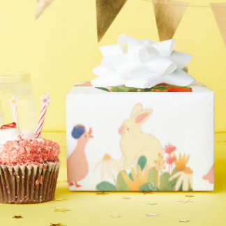 Whimsical Bunny & Bird in Bloom – Cute Spring Fore Wrapping Paper