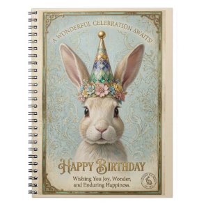 Whimsical Bunny Birthday Elegance Notebook