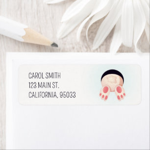 Whimsical Bunny Butt Diving Cute Rabbit Art Label