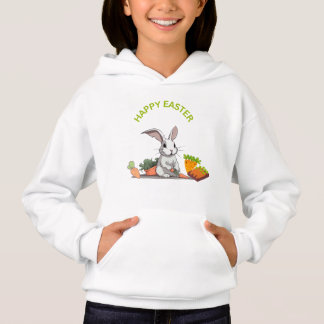 Whimsical Bunny & Carrots Kids Unisex Playful Hoodie