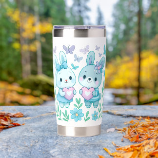 Whimsical Bunny Couple Stainless Steel Tumbler