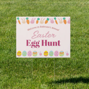 Whimsical Bunny Easter Egg Hunt Party Welcome Sign