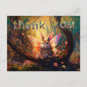 Whimsical bunny enchanted forest Thank you Postcard
