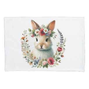 Whimsical Bunny Face Pillow Case