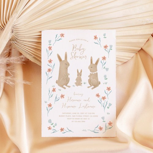 Whimsical Bunny Family Cute Couples Baby Shower Invitation