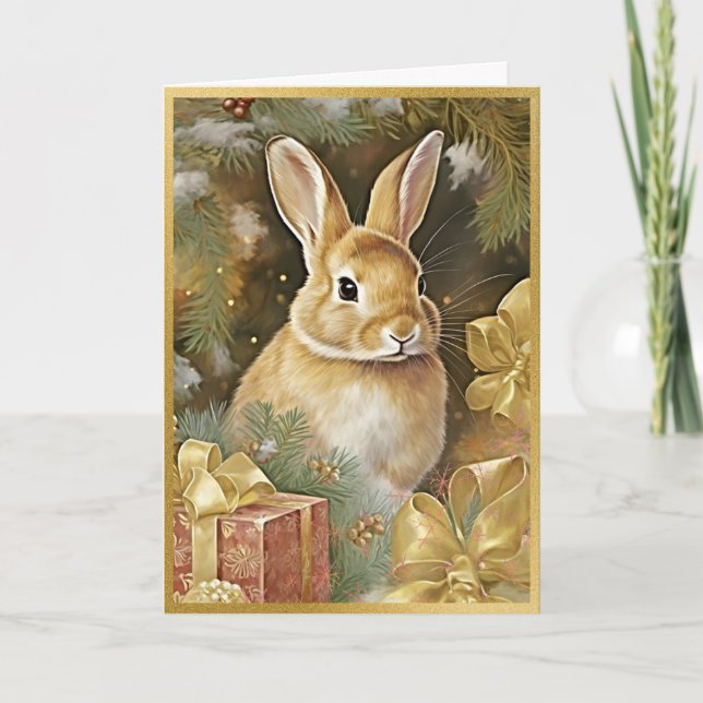 Whimsical Bunny Gilded Creatures Card (Front)