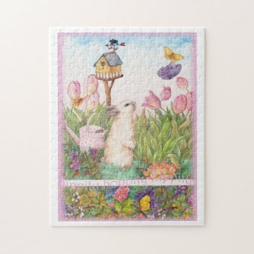 Whimsical Bunny in Spring Garden Jigsaw Puzzle