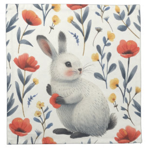 Whimsical Bunny Meadow Easter Brunch Cloth Napkin